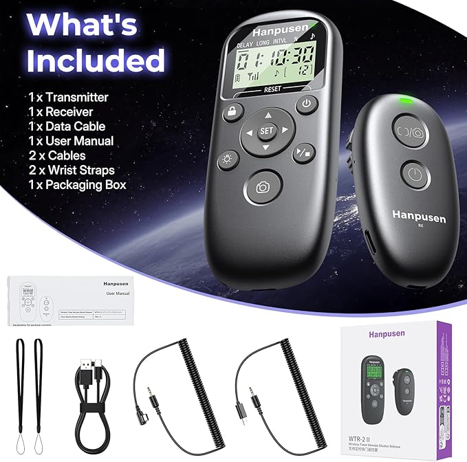 Rechargeable Wireless Intervalometer Shutter Release for Sony Cameras - Time-Lapse, Star Trails, Interval & BULB Exposure Remote with OLED Display for Sony A7 IV/A7 III/A6700/FX3/FX30/A6400/A6100/ZV-1