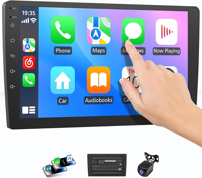 Haudio Wireless Double Din Car Stereo with Bluetooth, Wireless CarPlay and Android Auto, Backup Camera, GPS Navigation, Free APK Download and Deletion, FM, Voice Control, Mirror Link (9"-4G+64G)