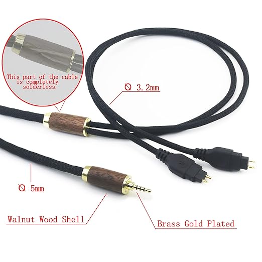 NewFantasia 2.5mm Balanced Cable Compatible with Sennheiser HD650, HD600, HD580, HD660S, HD660S2, HD58X, HD6XX Headphone 7N OCC Copper Silver Plated Cord Walnut Wood Shell