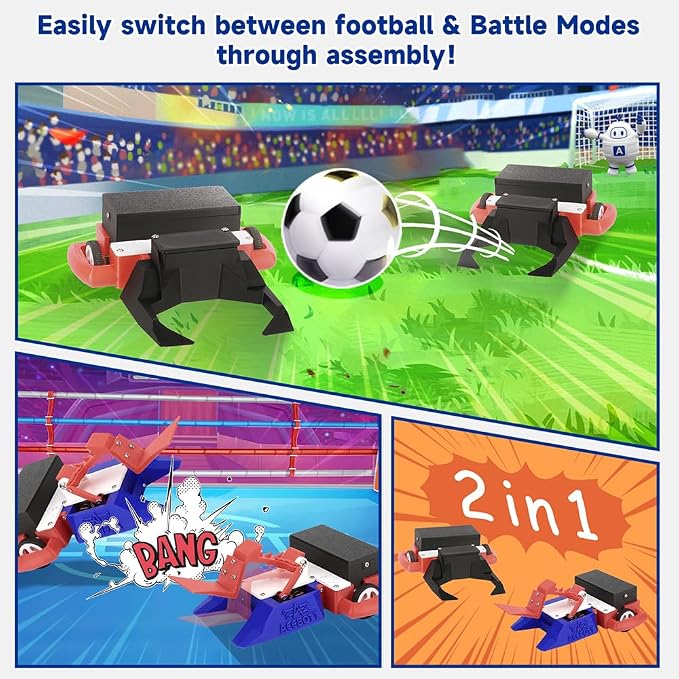 2-in-1 Football & Battle Robot Car Kit, ESP32 APP-Remote Control Battlebolt Car Fighting Robot Toy for Kids Wireless Gameplay Robotics STEM Science Kit Birthday Gift for Boys Girls Age 8+ (One Kit)
