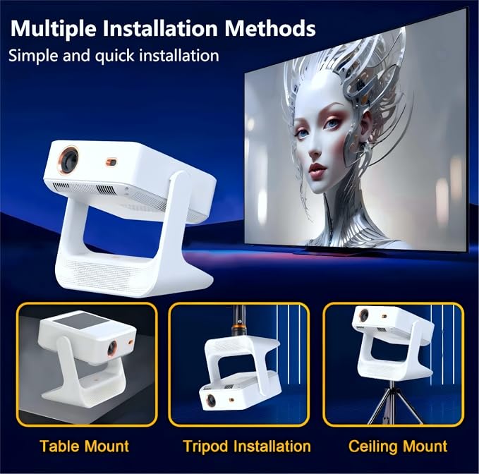 【Touch Screen/APP Store/800 ANSI/Auto Focus】Portable Projector, Full HD 4K Support Smart Video Projector, WiFi 6 Bluetooth for Home Theater/Gaming/Outdoor (180° Stand & 300 ''Display)
