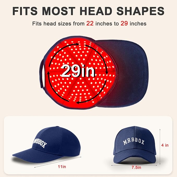 Red Light Therapy for Hair Growth for Men & Women,Red Light Hair Growth Cap,Full-Scalp Coverage,At-Home Scalp Care, Father‘s Day Gift Idea,Blue Cap