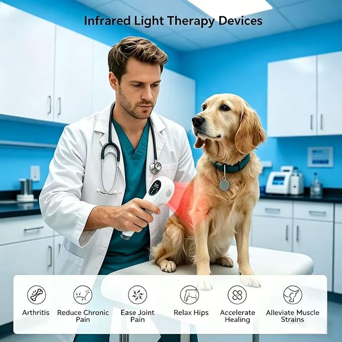 Handheld Red Light Therapy Device - 650nm & 808nm Dual Wave Rechargeable, Portable Cold Laser for Pain Relief in Humans & Pets