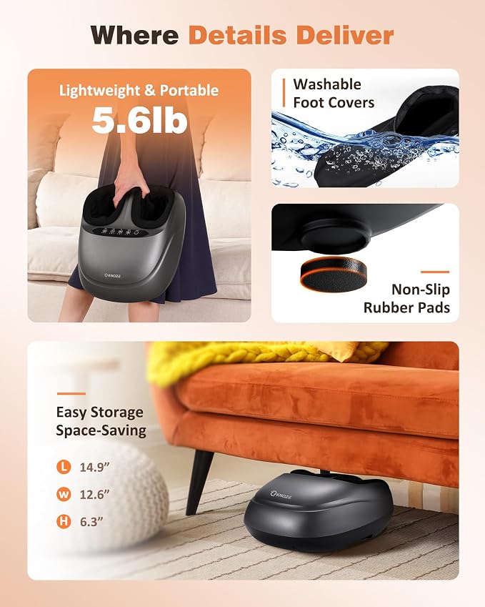 KNQZE Shiatsu Foot Massager with Heat, Compression, Deep Kneading Foot Massage for Plantar Fasciitis Relief, Remote Control, Multi Massage Modes, Auto Shut-Off Timer, FSA Eligible, Fathers Day Gift