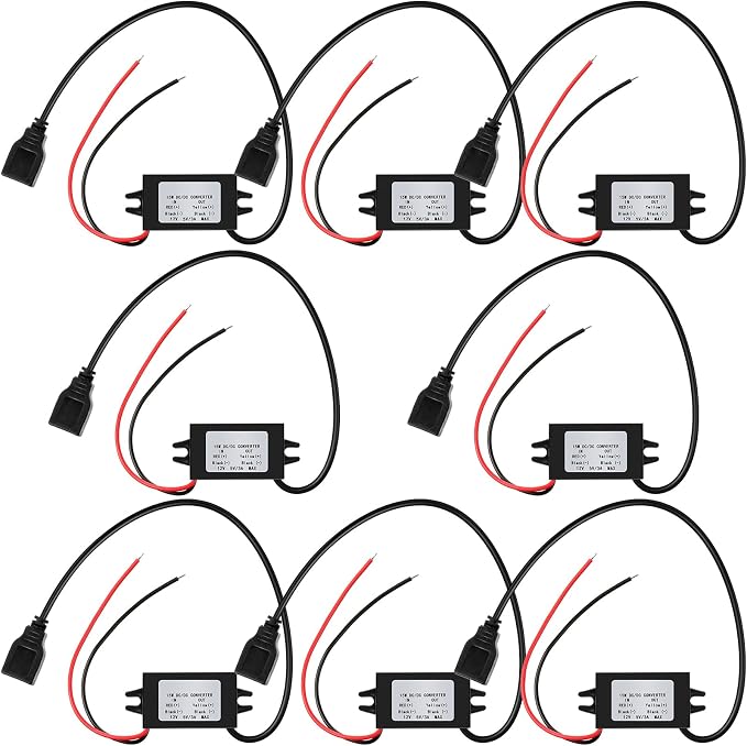 Weewooday 8 Pieces 12v to 5v Dc Converter Buck Module USB Output Power Adapter Dc Car Power Converter Regulator