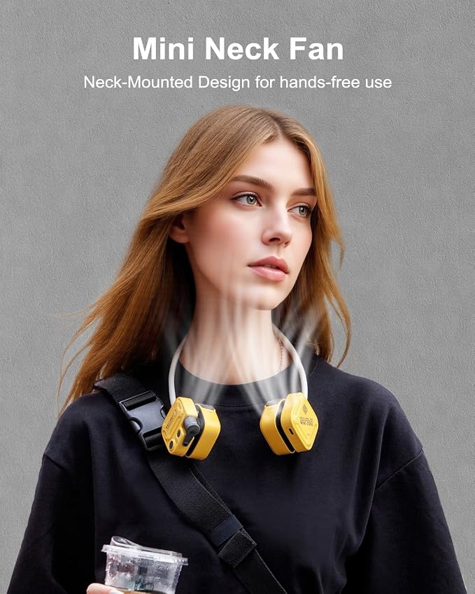 SOTHING Neck Fan with LED Light, Pocket Sized Personalized Fan with 3 Speeds, 7hrs Battery Life, USB-C Rechargeable, Portable Personal Cooling Device, Wearable Fan for Beach, Travel, Outdoor Adventure