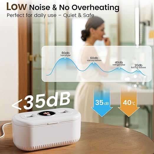 48Khz Ultrasonic Jewelry Cleaner, 30W Ultrasonic Cleaner with 2 UV Lights and Dual Brush Ports, 3 Modes Jewelry Cleaner Ultrasonic Machine with Digital Timer, 12OZ Pod for Eyeglasses, Rings, Retainer