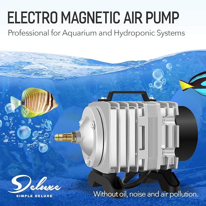 Simple Deluxe Air Pump with Adjustable Air Flow Outlets for Aquarium, Fish Tank and Hydroponic Systems