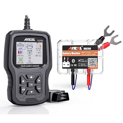 ANCEL BM200 12V Car Battery Tester, Bluetooth 4.2 Automotive Battery Monitor with ANCEL FD700 OBD2 Scanner Automotive Disgnostic Tool Fits for Ford Lincoln Mercury Vehicles
