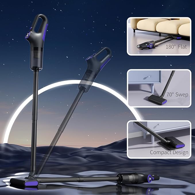 Cordless Vacuum Cleaner for Home & Car, 23k Pa Handheld Stick Rechargeable Dust Buster Upholstery Mattress Pet Hair, Hardwood Floor Cleaner Specialist