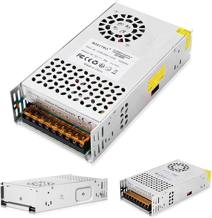 12V 50A 600W DC Switching Power Supply, Universal Regulated Switching AC110V/220V (SMPS), 12 Volt Power Supply for LED Strip Light, CCTV Camera Security System,Computer Project