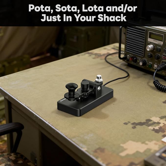 Putikeeg Classical Morse Mini Code Key Morse Code Paddle Key Aluminum Alloy Mini-Key Morse CW Portable Key Morse Practice Key Black