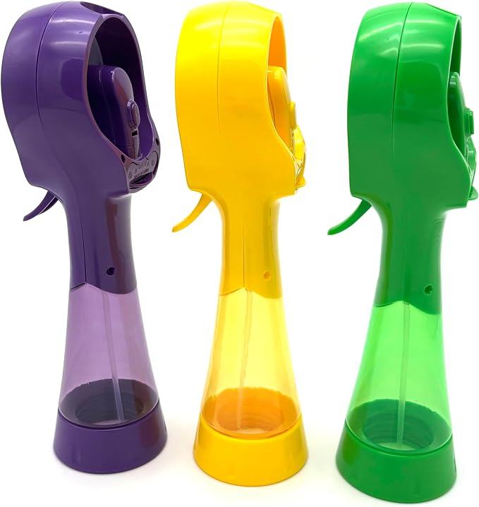 BJPEY Water Misting Fan Handheld Battery Powered Portable Personal Cooling Fans for Travel, Beach, Camping (Yellow+Purple+Green)
