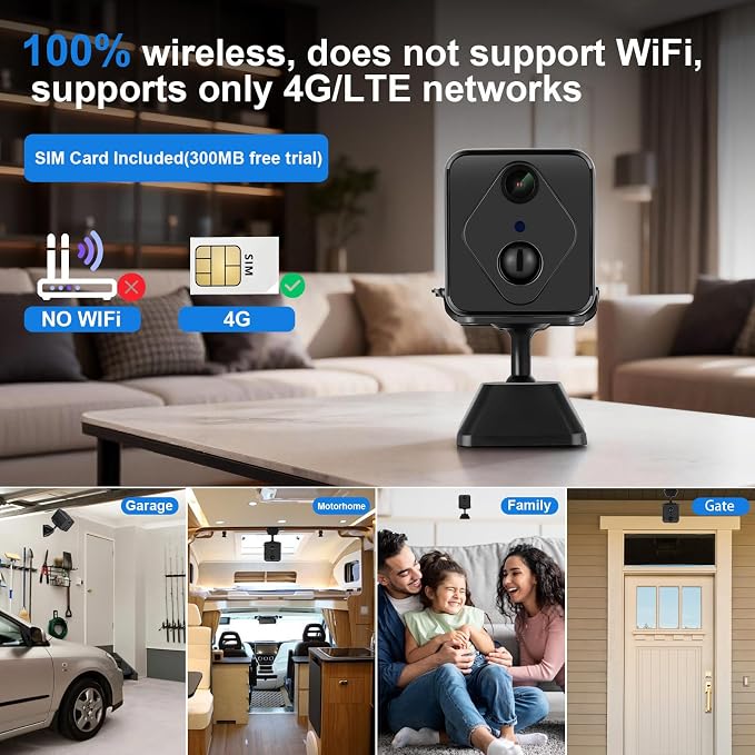 4G Surveillance Camera, Security Camera, 2K HD Indoor/Outdoor Security Camera, HD Night Vision, AI Motion Detection
