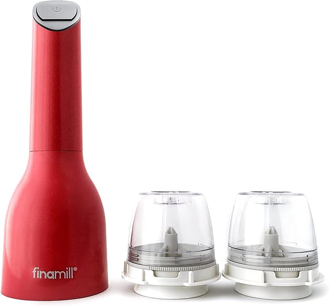 FinaMill’s Award-Winning Battery Operated Salt and Pepper Grinder Set – Adjustable Coarseness, Ceramic Grinding Elements, LED Light, 2 Quick-Change Pods – Perfect for Home Cooking and Gifting