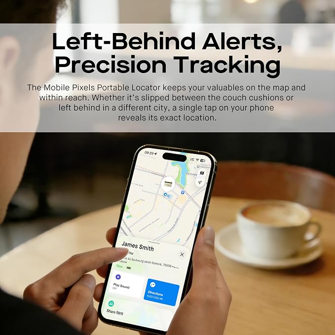 2026 Mobile Pixels Wallet Tracker Card, Works with (iOS and Android), Ultra Slim Rechargeable Bluetooth Tracker, Tracker Key Finder, Portable Item Locator for Wallet, Bags, Luggage (1- Pack)