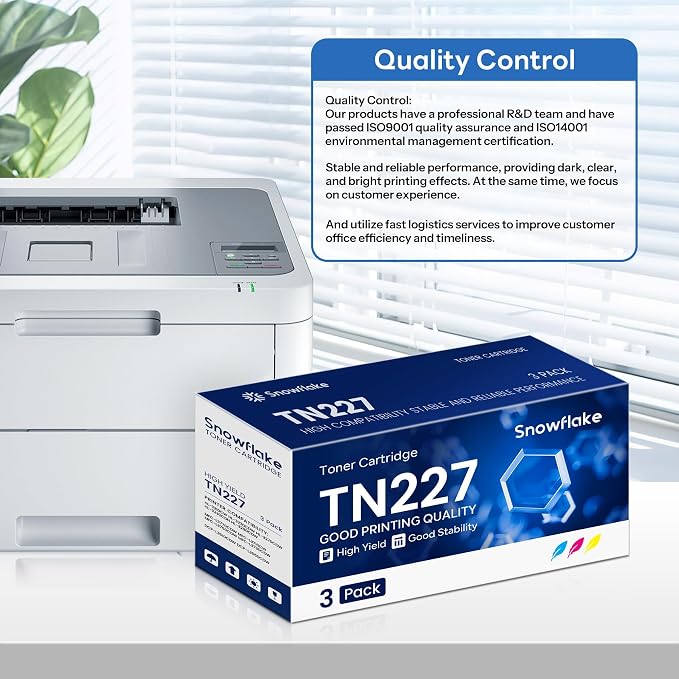 TN227 TN-227 C/M/Y High Yield Toner Cartridge Compatible TN-227 Cyan Magenta Yellow Replacement for Brother TN-227 TN227 TN-227C/M/Y MFC-L3770CDW MFC-L3710CW Printer (3 Pack).