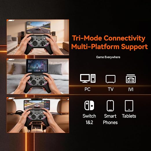 BIGBIG WON Storm(Gale2) Wireless PC Controller, Bluetooth Gaming Controller 2000Hz Polling Rate, Near-Zero Latency, TMR Sticks, Hall & Micro-switch Triggers, 16 Mechanical Buttons, 4 Customizable Back Paddles, for Windows PC/Switch 2/Switch/Android/IOS