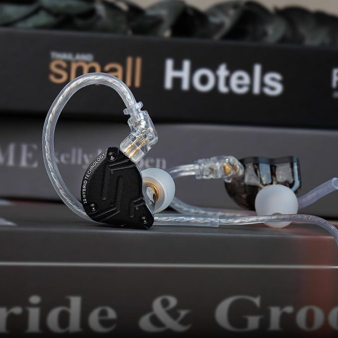 KZ ZS10 Pro X in Ear Monitor Headphone, Upgraded 4BA 1DD KZ Headphone Multi Driver in Ear IEM Earphone with Detachable Silver-Plated 0.75mm 2Pin Cable inears for Audiophile(Dark,No Mic)…