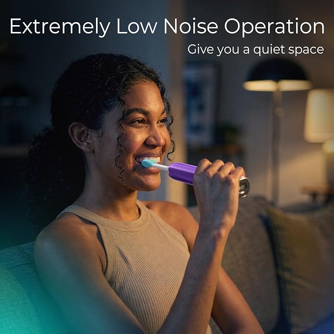 7AM2M Sonic Electric Toothbrush for Adults&Teens with LED Screen, 5 Modes, One Charge for 365 Days, 2 Minute Timer, with 8 Brush Heads and Travel Case (Purple)