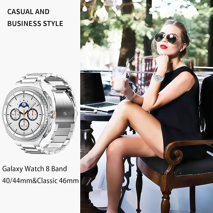 GOLDTOLUCK No Gap Stainless Steel Band Compatible with Samsung Galaxy Watch 8 7 6 5 4 Classic FE Pro Ultra 40mm 44mm 46mm 43mm 47mm 45mm 42mm Replacement Men Women Milanese Metal Elegant Casual