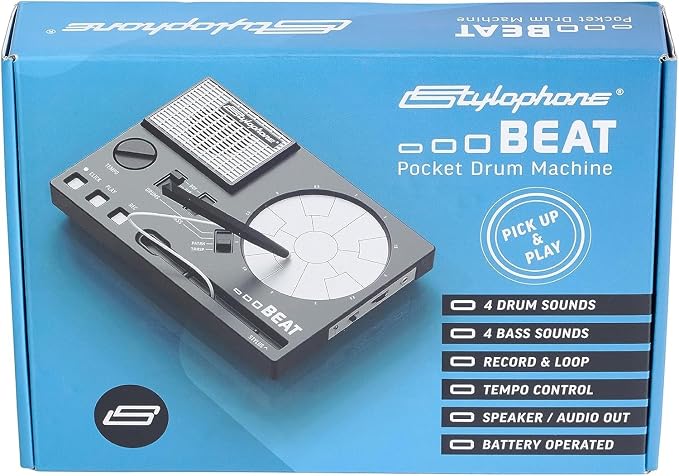 Stylophone Beat - Compact Stylus Drum Machine | 4 Drum Kits & 4 Bass Sounds | Rhythm Machine Beat Maker | Drum Loop Machine