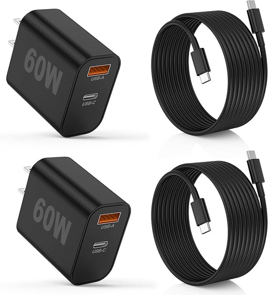 iPhone 17/16/15 Pro/Pro Max Charger, Dual Port USB-C Wall Charger with PD 40W & QC 20W Fast Charging, 10FT USB-C Cable for iPhone, iPad Pro, MacBook M1/M2/M3, Android (Black, 10 FT)