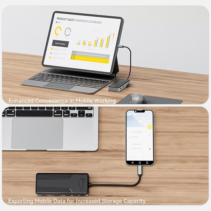 Yottamaster USB C Hub with M.2 NVMe SSD Enclosure, 8 Ports USB C HUB Adapter 10Gbps USB 3.2 Gen2, 4K@60Hz HDMI, 100W PD, SD/TF2.0 Card Reader for Windows, Mac [Diskless] - YM28P
