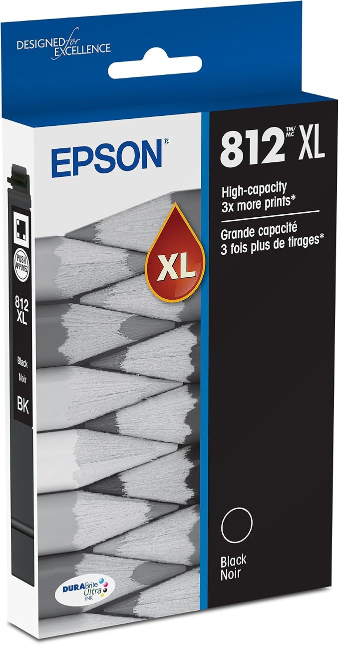 Epson 812 DURABrite Ultra Ink High Capacity Black Cartridge (T812XL120-S) Works with Workforce Pro WF-7310, WF-7820, WF-7840, Workforce EC-C7000, Pack of 32
