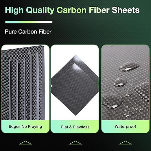 400x500x6mm 100% 3K Carbon Fiber Sheet, Glossy Plain Weave Carbon Fiber Panel, Real Carbon Fiber Board for DIY, Car Models, RC Drones, Wallets, Repair Projects