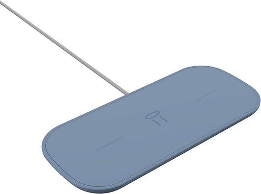 Halo Dual Wireless Charging Pad - Made for Apple Airpods, iPhone 12 Pro, 12 Pro Max, 12 Mini, iPhone 11, 11 Pro, 11 Pro Max and Samsung Other Qi-Enabled Devices - Moody Blue
