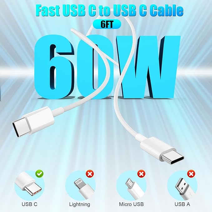 Fast Charging for iPhone 16 15 Charger,2Pack 20W Apple USB C Charger Block with 6FT USB C to C Charging Cable for iPhone 16 Pro max/16 Pro/15 Pro/15Plus/iPad Pro 12.9 11/iPad Air 5 4/iPad mini 6