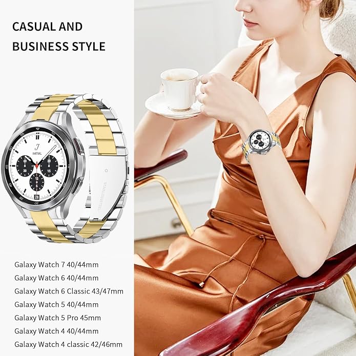 GOLDTOLUCK No Gap Stainless Steel Band Compatible with Samsung Galaxy Watch 8 7 6 5 4 Classic FE Pro Ultra 40mm 44mm 46mm 43mm 47mm 45mm 42mm Replacement Men Women Milanese Metal Elegant Casual