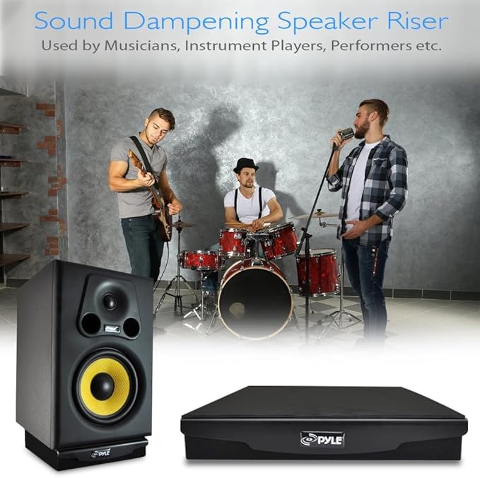 Pyle Speaker Isolation Pads - 7.5 x 9.1 x 2.3 inches - Acoustic Noise Isolation Platform - Foam Riser Recoil Stabilizer with Rubber Base for Studio Monitor, Subwoofer, Loudspeaker - PSIO4
