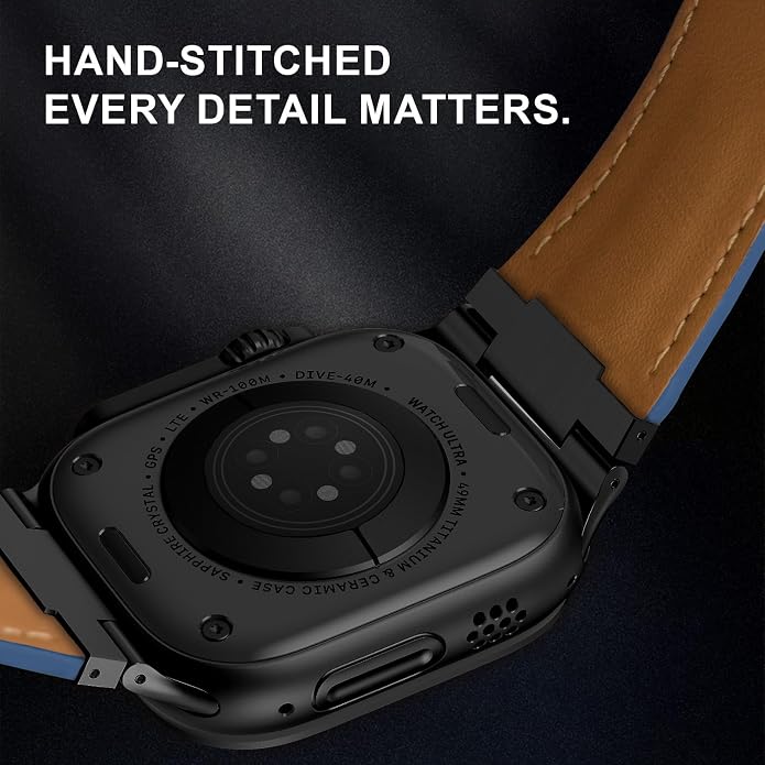 Vintage Genuine Leather Band for Apple Watch Ultra 49mm (2026 Upgrade), Rugged Replacement Strap Compatible with iWatch 46mm 45mm 44mm - for Men Women, Fit Ultra3/2/1, SE 3/2/1, Series11 10/9/8/7/6/5/4