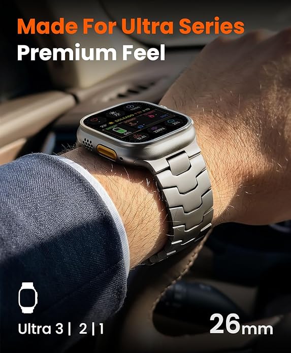 Titanium Watch Band AGIS01- Fits Apple Watch ULTRA 3/2/1 (49mm) - Adjustable Titanium Apple Watch Band with DLC Coating, Lightweight & Durable Strap for Men - Premium Color Matching Band