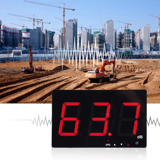 30-130dB Digital Sound Level Meter, Noise Decibel Meter with 9.6in LCD Screen, Wall Mounted USB Powered Noise Tester with Alarm Function, for Measuring Noise