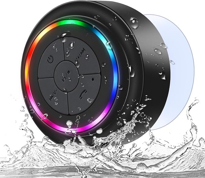 Mini Bluetooth Shower Speaker with Suction Cup, Wireless Shower Speaker Bluetooth Waterproof, IP67 Floating Waterproof Bathroom Speaker, Ideal Gifts for Men Women Kids