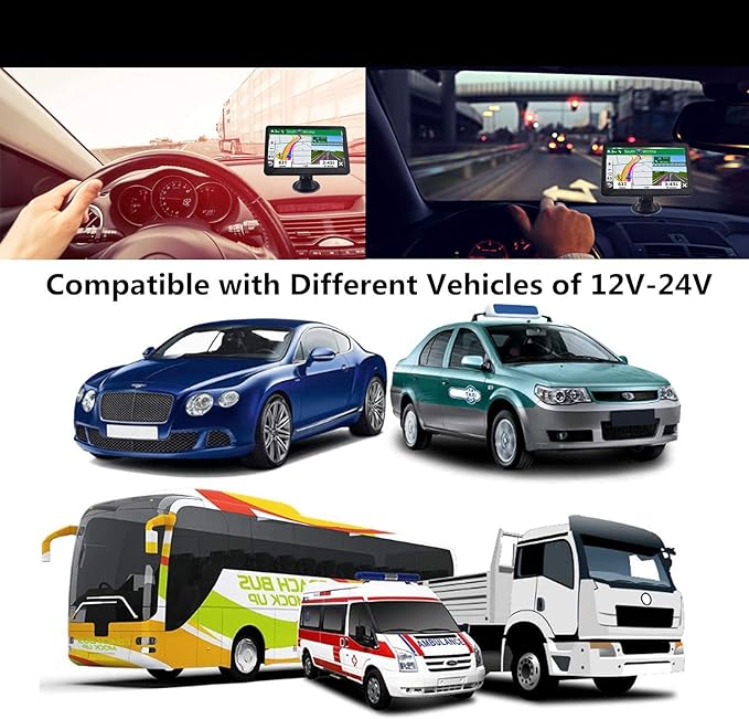 GPS Navigation for Car, 2025 Map 7 inch Touch Screen Car GPS, Voice Turn Direction Guidance, Support Speed and Red Light Warning, Pre-Installed North America Lifetime map Free Update