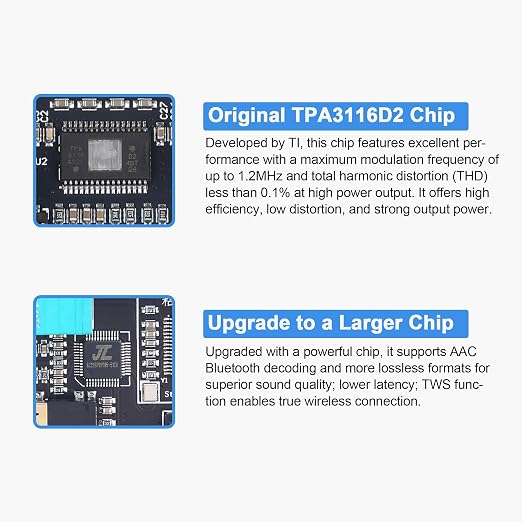 2PCS ZK-1001B Mono Bluetooth Amplifier Board with TPA316D2 Chip, Wide Voltage Input DC7-24V Peak Output Power 100W, with TWS Pairing Function