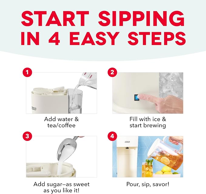 DASH Summer Sippers™ Iced Tea Maker and Iced Coffee Maker - Dissolves Sugar, Brews Over Ice - Reusable Coffee Filter for Grounds, Loose-Leaf Tea & Bags - Two 32oz Pitchers & Infuser Cylinders