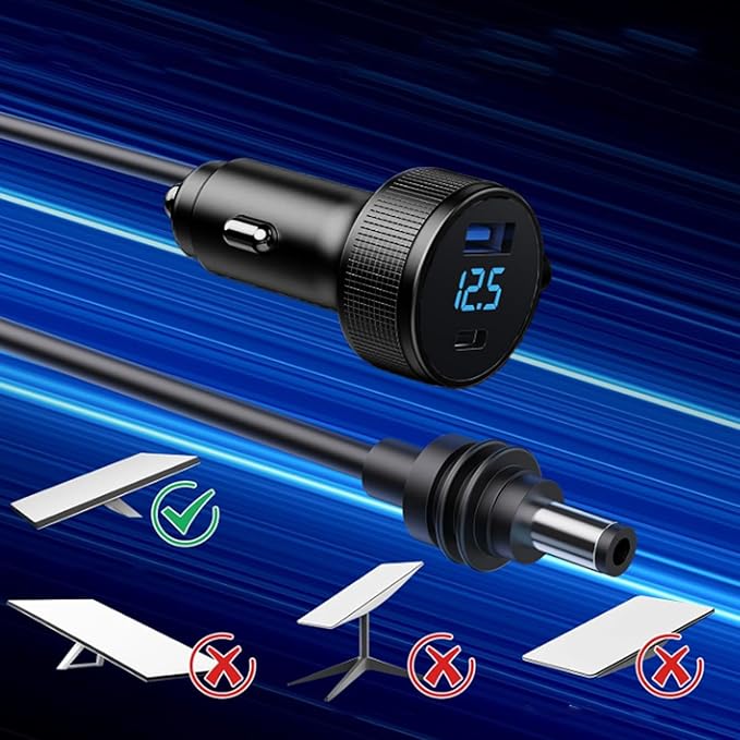 3 in 1 Satellite Car Charger DC Power Cable, 12V-48V Car Charger with Cigarette Lighter Adapter, Digital Display USB C PD 140W & USB A 35W Ports for Trucks Cars (10FT/)