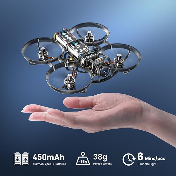 R8 ELRS Brushless Whoop Quadcopter, Ultralight 1S 80mm Micro FPV Drone BNF with 6 Port Battery Charger,2 Batteries Fly12 Mins for FPV Freestyle Racing Indoor Outdoor,FOV160°,Matrix G4 5IN1 FC,0802 20000KV Motor