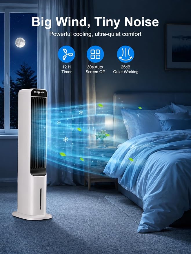 Uthfy 41 Inch Portable Air Conditioners, 3-in-1 Swamp Cooler Air Conditioner with 120° Oscillation, 4 Modes, 3 Speeds,4L Water Tank,4 Ice Packs, Cooling Fans that Blow Cold Air with Remote