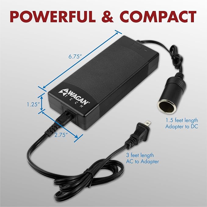 Wagan EL9904 10 Amp 110V 240V AC to DC Power Adapter 100-240V 10A to 12V Car Cigarette Lighter Socket AC/DC Power Converter