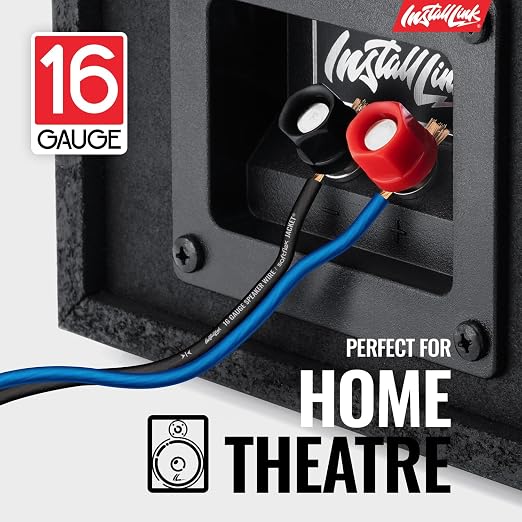 16 AWG Gauge Speaker Wire Cable Stereo, Car or Home Theater, CCA (100 Feet) by Install Link