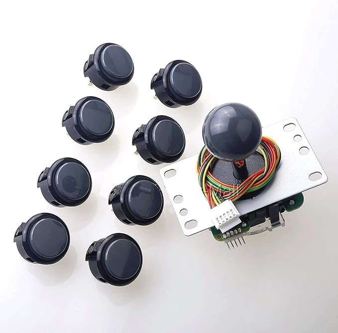Sanwa JLF-TP-8YT Joystick + Sanwa 8 pcs OBSF-30 Push Button Bundle Kit Color : Gray - for Arcade Game 4 & 8 Way Adjustable, Compatible with Catz Mad SF4 Tournament Joystick S@NWA