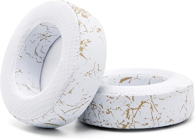 WC Freeze Virtuoso - Hybrid Fabric Cooling Gel Replacement Earpads for Corsair Virtuoso Gaming Headset, Made by Wicked Cushions, Improved Durability, Thickness and Sound Isolation | Gold Marble