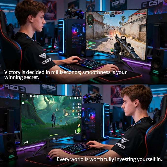 27 Inch Curved Gaming Computer Monitor 2K QHD(2560x1440) 180Hz Monitor,1ms 1800R Display, FreeSync, 4000:1 Contrast Ratio,100% sRGB, HDMI 2.0 & DisplayPort 1.4 VESA Mount（G27X Flex Pro）