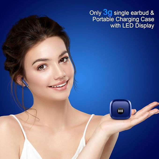 Wireless Earbuds, Bluetooth 5.4 Ear Buds LED Power Display Headphones Bass Stereo, Bluetooth Earbuds in-Ear Noise Cancelling Mic, 40H Playback Mini Case IP7 Waterproof Sports Earphones for Android iOS